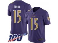Nike Ravens #15 Marquise Brown Purple Men's Stitched NFL Limited Rush 100th Season Jersey