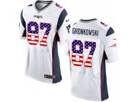 Nike Rob Gronkowski Elite White Road Men's Jersey - NFL New England Patriots #87 USA Flag Fashion