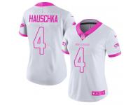 Nike Seahawks #4 Steven Hauschka White Pink Women Stitched NFL Limited Rush Fashion Jersey