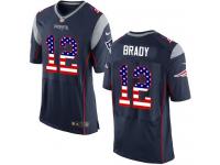 Nike Tom Brady Elite Navy Blue Home Men's Jersey - NFL New England Patriots #12 USA Flag Fashion