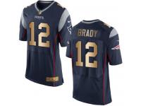 Nike Tom Brady Elite Navy Gold Home Men's Jersey - NFL New England Patriots #12