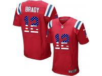Nike Tom Brady Elite Red Alternate Men's Jersey - NFL New England Patriots #12 USA Flag Fashion