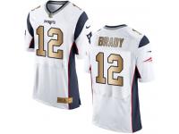 Nike Tom Brady Elite White Gold Road Men's Jersey - NFL New England Patriots #12