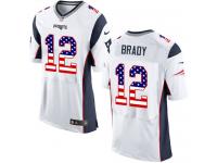 Nike Tom Brady Elite White Road Men's Jersey - NFL New England Patriots #12 USA Flag Fashion