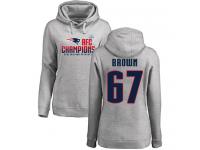 Nike Trent Brown Heather Gray 2017 AFC Champions Women's - NFL New England Patriots #67 Pullover Hoodie