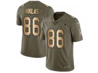 Nike Troy Niklas Limited Olive Gold Men's Jersey - NFL New England Patriots #86 2017 Salute to Service