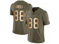 Nike Virgil Green Limited Olive Gold Men's Jersey - NFL Los Angeles Chargers #88 2017 Salute to Service