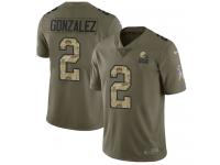 Nike Zane Gonzalez Limited Olive Camo Men's Jersey - NFL Cleveland Browns #2 2017 Salute to Service