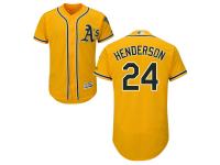 Oakland Athletics #24 Rickey Henderson Yellow Flexbase Authentic Collection Cooperstown Stitched Baseball Jersey
