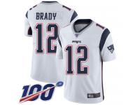 Patriots #12 Tom Brady White Men's Stitched Football 100th Season Vapor Limited Jersey