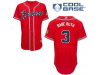 Red Babe Ruth Men #3 Majestic MLB Atlanta Braves Cool Base Alternate Jersey