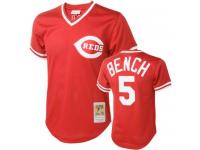Red Throwback Johnny Bench Men #5 Mitchell And Ness MLB Cincinnati Reds Jersey