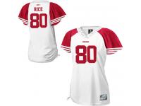 San Francisco 49ers Jerry Rice Women's Jersey - Throwback White Field Flirt Reebok NFL #80 Premier
