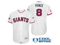 San Francisco Giants #8 Hunter Pence White Stars & Stripes 2016 Independence Day Cool Base Jersey