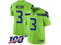 Seahawks #3 Russell Wilson Green Men's Stitched Football Limited Rush 100th Season Jersey