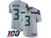 Seahawks #3 Russell Wilson Grey Alternate Men's Stitched Football 100th Season Vapor Limited Jersey