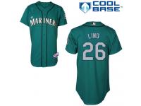 Teal Green Adam Lind Men #26 Majestic MLB Seattle Mariners Cool Base Alternate Jersey