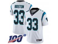 Tre Boston Men's White Limited Jersey #33 Football Road Carolina Panthers 100th Season Vapor Untouchable