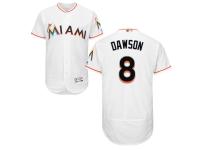 White Andre Dawson Men #8 Majestic MLB Miami Marlins Flexbase Collection Jersey