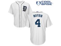 White Cameron Maybin Men #4 Majestic MLB Detroit Tigers Cool Base Home Jersey