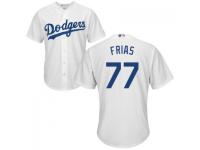 White Carlos Frias Authentic Player Men #77 Majestic MLB Los Angeles Dodgers 2016 New Cool Base Jersey