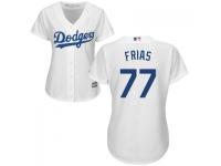 White Carlos Frias Authentic Player Women #77 Majestic MLB Los Angeles Dodgers 2016 New Cool Base Jersey