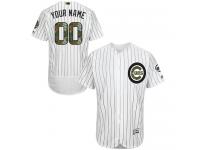 White Customized Men Majestic MLB Chicago Cubs 2016 Memorial Day Fashion Flex Base Jersey