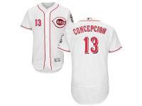 White Dave Concepcion Men #13 Majestic MLB Cincinnati Reds Flexbase Collection Jersey