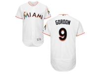 White Dee Gordon Men #9 Majestic MLB Miami Marlins Flexbase Collection Jersey