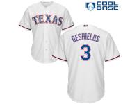 White Delino DeShields Men #3 Majestic MLB Texas Rangers Cool Base Home Jersey