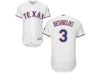 White Delino DeShields Men #3 Majestic MLB Texas Rangers Flexbase Collection Jersey