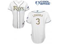 White Evan Longoria Men #3 Majestic MLB Tampa Bay Rays USMC Cool Base Jersey