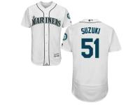 White Ichiro Suzuki Men #51 Majestic MLB Seattle Mariners Flexbase Collection Jersey