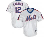 White  Juan Lagares Men's Jersey #12 Cool Base MLB New York Mets Majestic Alternate