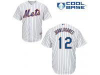 White  Juan Lagares Men's Jersey #12 Cool Base MLB New York Mets Majestic Home