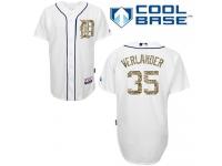 White Justin Verlander Men #35 Majestic MLB Detroit Tigers USMC Cool Base Jersey