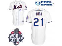 White Lucas Duda Men #21 Majestic MLB New York Mets 2015 World Series Cool Base Alternate Jersey