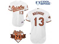 White Manny Machado Men #13 Majestic MLB Baltimore Orioles Cool Base Home Jersey