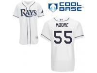 White Matt Moore Men #55 Majestic MLB Tampa Bay Rays Cool Base Home Jersey