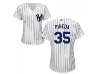 White Michael Pineda Authentic Player Women #35 Majestic MLB New York Yankees 2016 New Cool Base Jersey