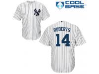 White-Navy Blue Pinstripe Brian Roberts Men #14 Majestic MLB New York Yankees Home Jersey