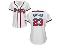 White Nicholas Swisher Women #23 Majestic MLB Atlanta Braves 2016 New Cool Base Jersey