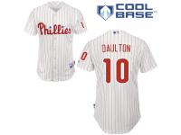 White Pinstripe Darren Daulton Men #10 Majestic MLB Philadelphia Phillies Cool Base Home Jersey