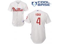White Pinstripe Jimmy Foxx Men #4 Majestic MLB Philadelphia Phillies Cool Base Home Jersey