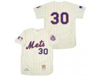 White Pinstripe Throwback Nolan Ryan Men #30 Mitchell And Ness MLB New York Mets Jersey
