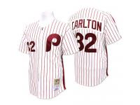 White Pinstripe Throwback Steve Carlton Men #32 Mitchell And Ness MLB Philadelphia Phillies Jersey