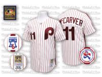 White Pinstripe Throwback Tim McCarver Men #11 Mitchell And Ness MLB Philadelphia Phillies Jersey