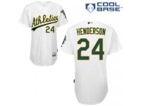 White Rickey Henderson Men #24 Majestic MLB Oakland Athletics Cool Base Home Jersey