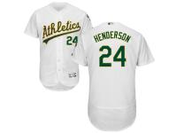 White Rickey Henderson Men #24 Majestic MLB Oakland Athletics Flexbase Collection Jersey