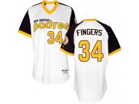 White Rollie Fingers Men #34 Majestic MLB San Diego Padres 1978 Turn Back The Clock Jersey